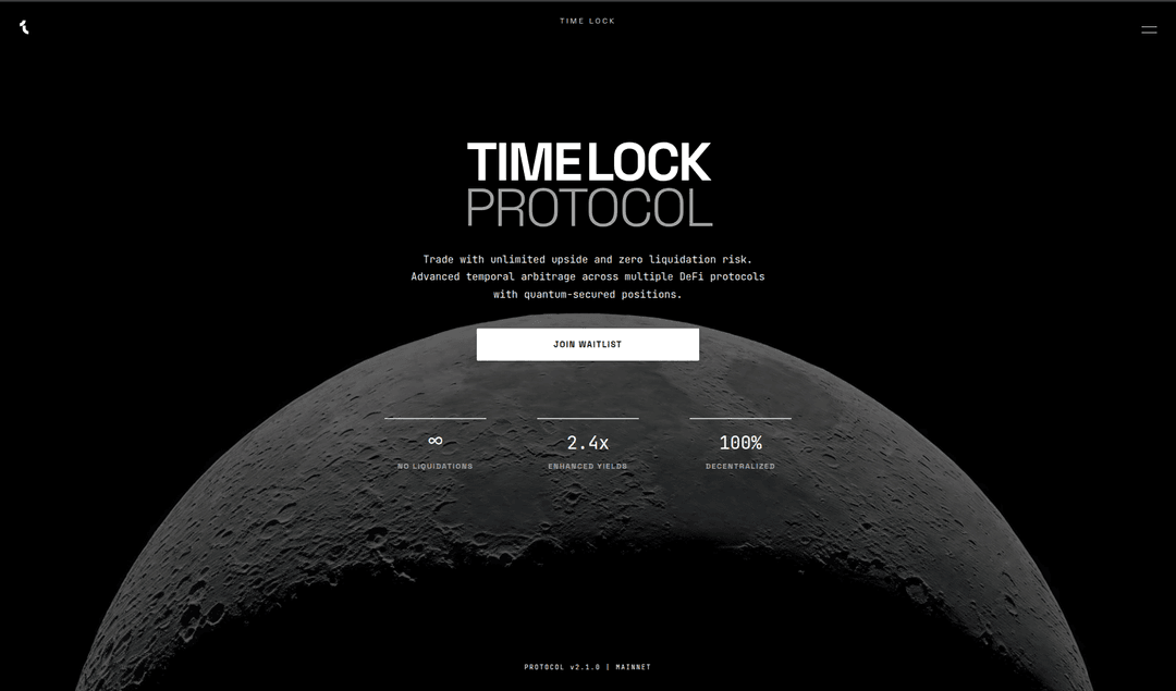Timelock Landing project screenshot showing the application interface and features